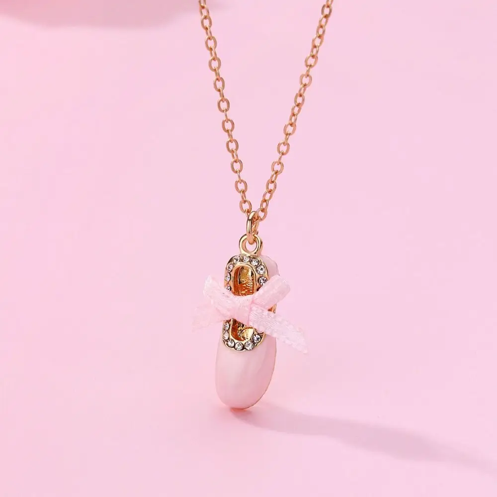 Dancer Senior Sense Ballet Shoes Pendant Gold Chain Rhinestone Trendy Necklace Adjustable Crystal Light Luxury Choker Party