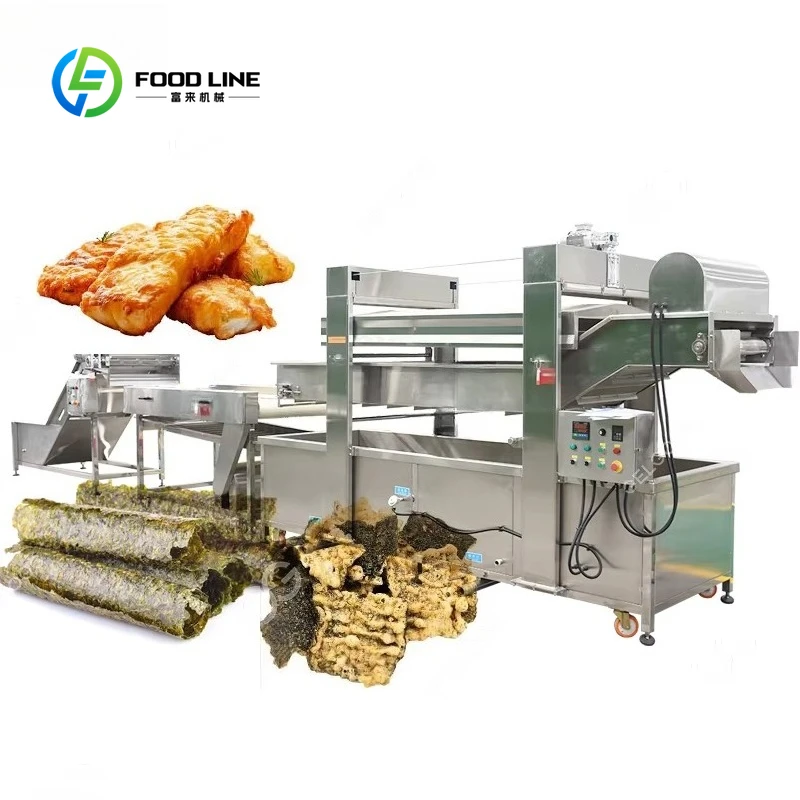 Commercial Tempura Fryer Customized Crispy Snacks Fried Seaweed Roll Frying Machine Industrial Battered Fish Deep Frying Line
