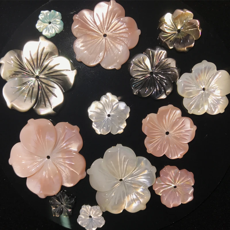 

Hot Sale Wholesale Shell Flower 10-30mm White Pink Black Yellow Welcome to Customize Any Product for Jewelry Handmade DIY