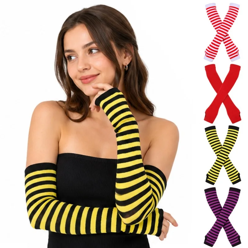 2pairs Spring-autumn Protective Gloves with Fake Sleeves, Long-sleeved Arm Cover, European Style Exposed-finger Long Gloves