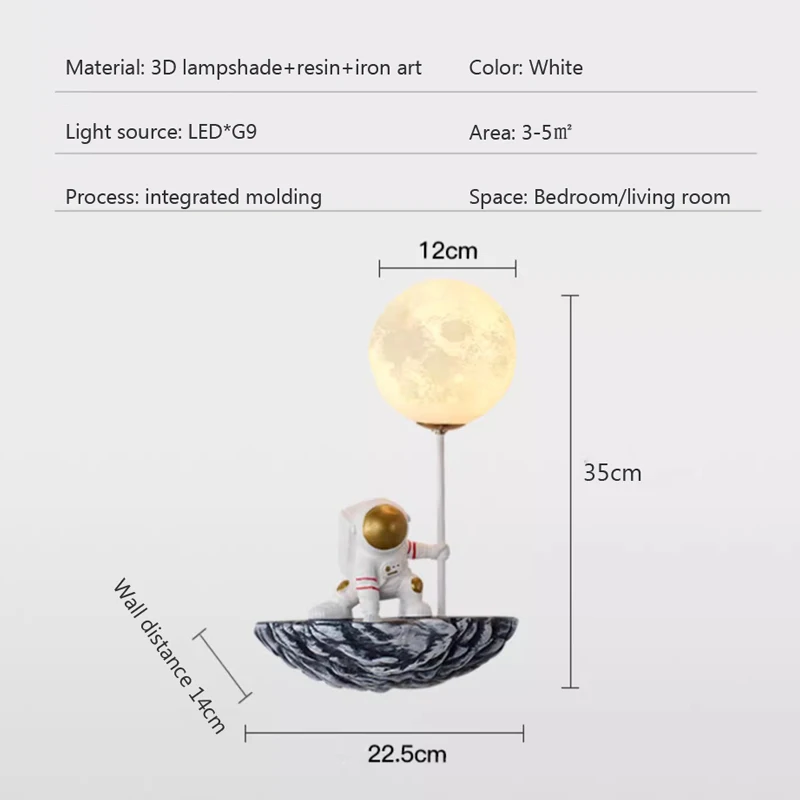 الحديثة LED الراتنج الجدار مصباح القمر رائد الفضاء الكواكب الجدار اليد الملونة غرفة نوم الأطفال السرير غرفة المعيشة إضاءة ديكوريّة