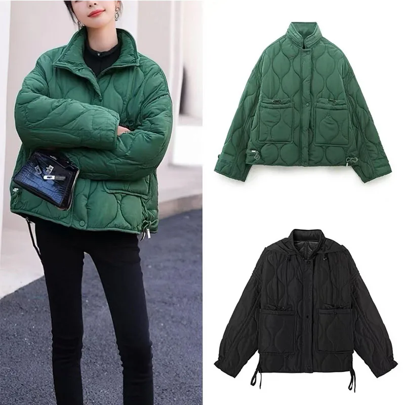 

European and American Style 2025 New Women's Fashion Versatile Solid Color Cotton Jacket