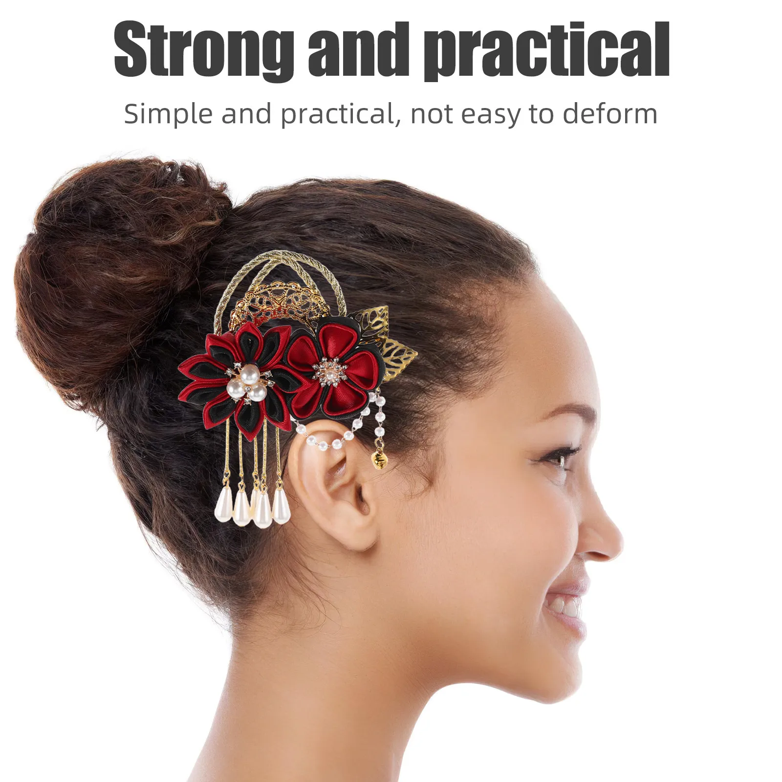 

Винтажная китайская заколка для волос с кисточками, цветочная боковая заколка, элегантная ретро-заколка для ханьфу, кимоно, традиционного азиатского костюма