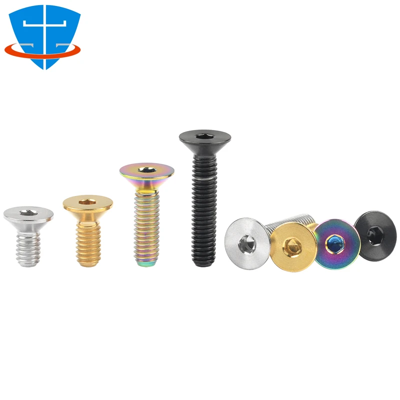 5PCS Ti TC4 GR5 Titanium Alloy Hexagon Socket Countersunk Head Cap Screws M2 M2.5 M3 M4 M5 M6 M8 DIN7991 Allen Flat Head Bolts