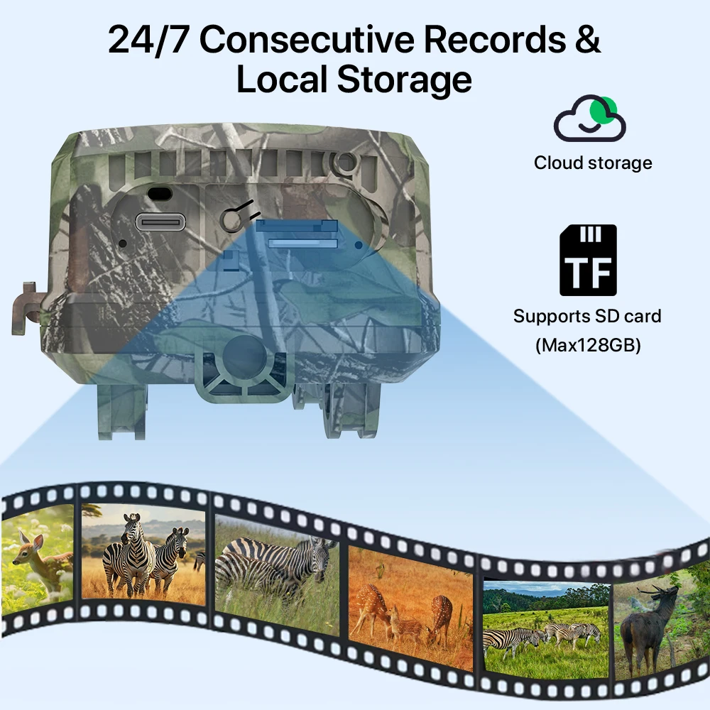 4G LTE Cellular Trail Camera Solar Power 3MP HD IP66 Waterproof PIR Animal And Human Detection Camouflage Outdoor Monitor UBox