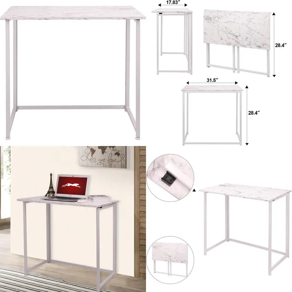 

Compact Marble White Laptop Desk for Small Spaces: Versatile Writing and Reading Table