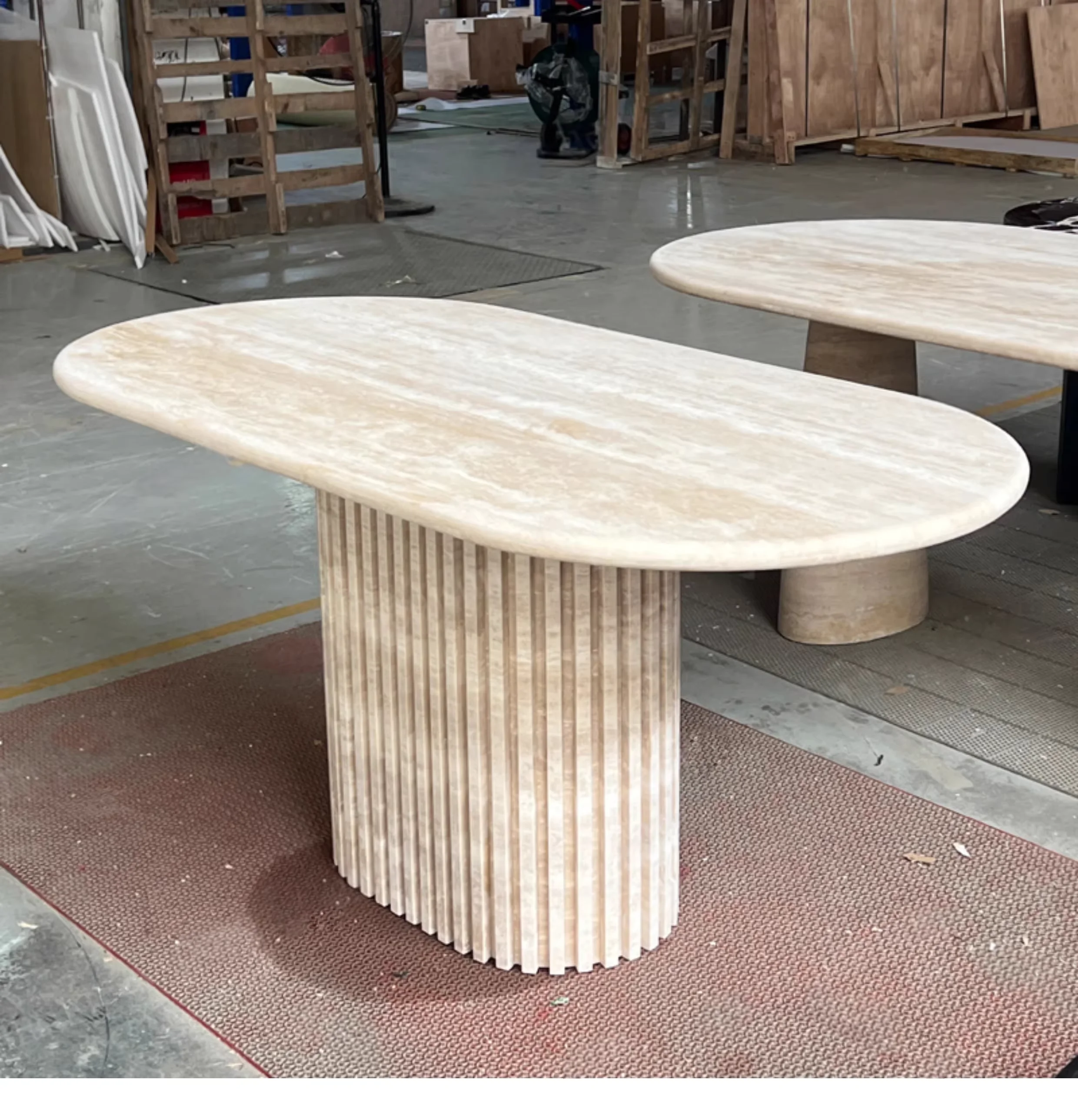 

Роскошный индивидуальный обеденный стол из натурального бежевого травертина, каменные журнальные столики, рифленый овальный мраморный травертин, обеденный стол