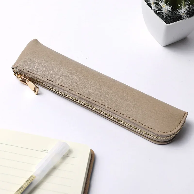 Imagem -04 - Mini pu Leather Small Pen Bolsa Pen Sleeve Papelaria Fountain Pen Holder Case Zipper Pencil Pouch Material Escolar Estudante