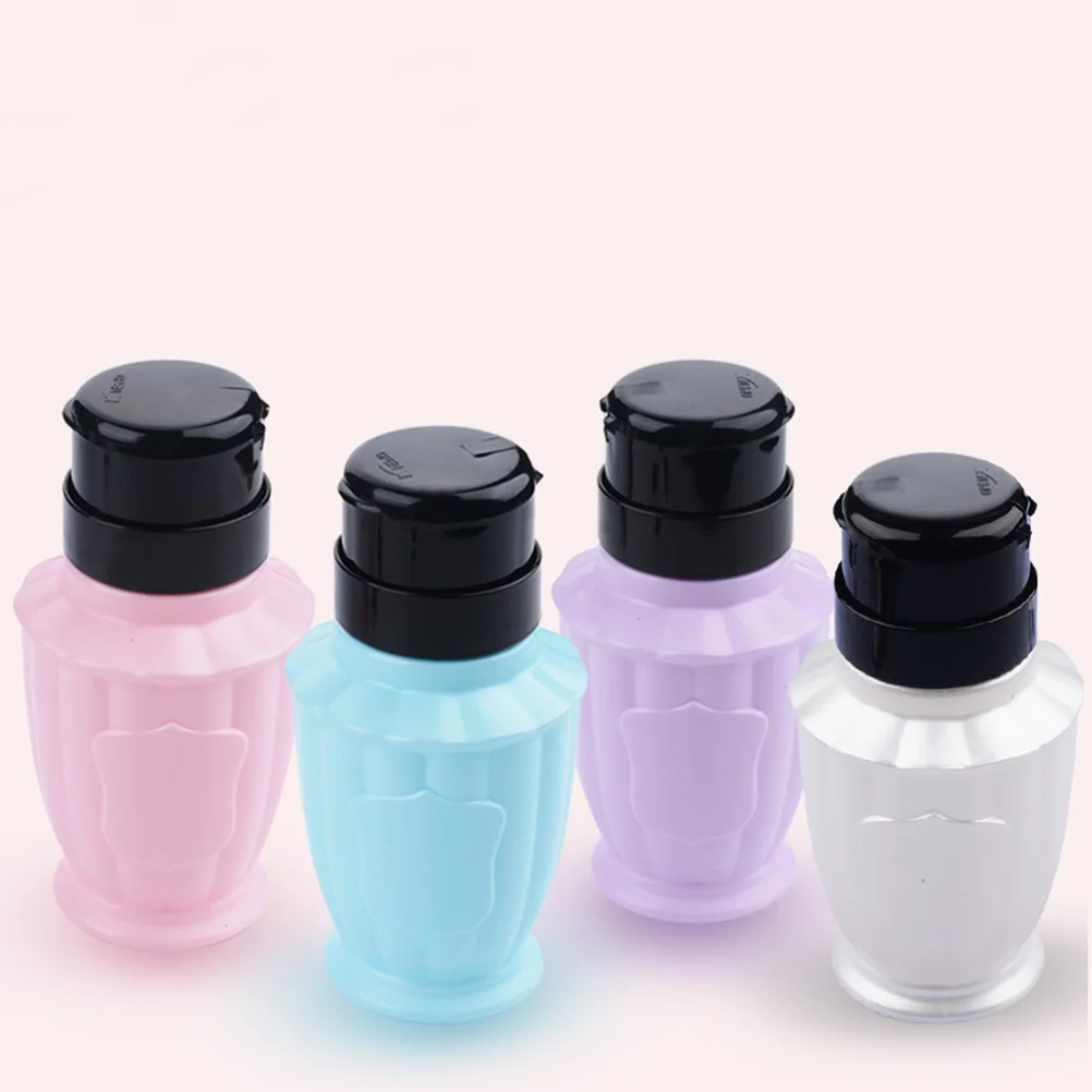 

3Pcs Nail Polish Remover Press Pump Bottle Leakproof Lockable Portable Liquid Storage Subpackage Leakproof
