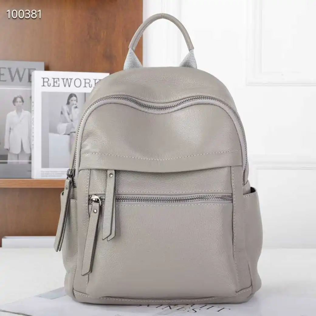 Casual Genuine Leather Backpack Daily Real Cow Leather Shoulder Bags for Woman Fashion Ladies Cowhide Travel Bagpack