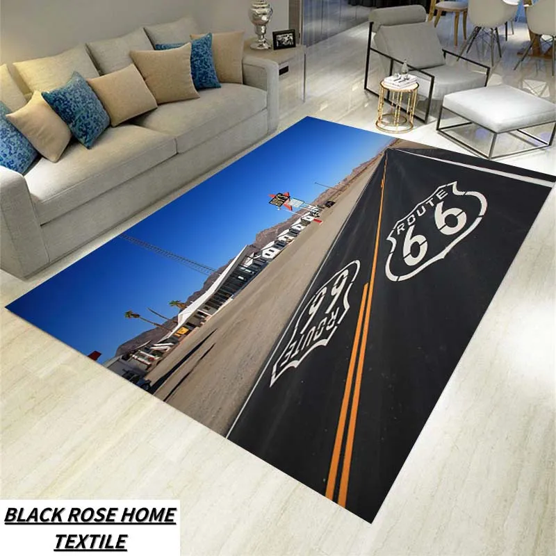 

20 стилей Historic Route 66, Mother Road, mãe estrada Коврик для гостиной Диван Чайный столик Напольный коврик Повседневный нескользящий фланелевой ковер