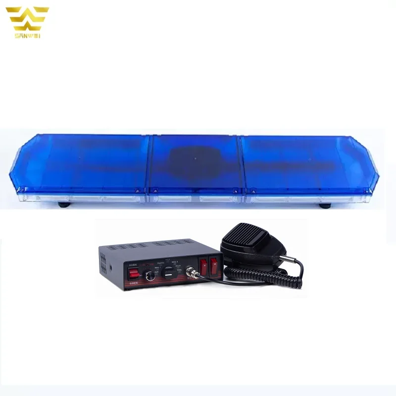 

Factory Price Wholesale DC12V 24V Blue Led Rotating Warning Strobe Ambulance Light bar with Siren Horn