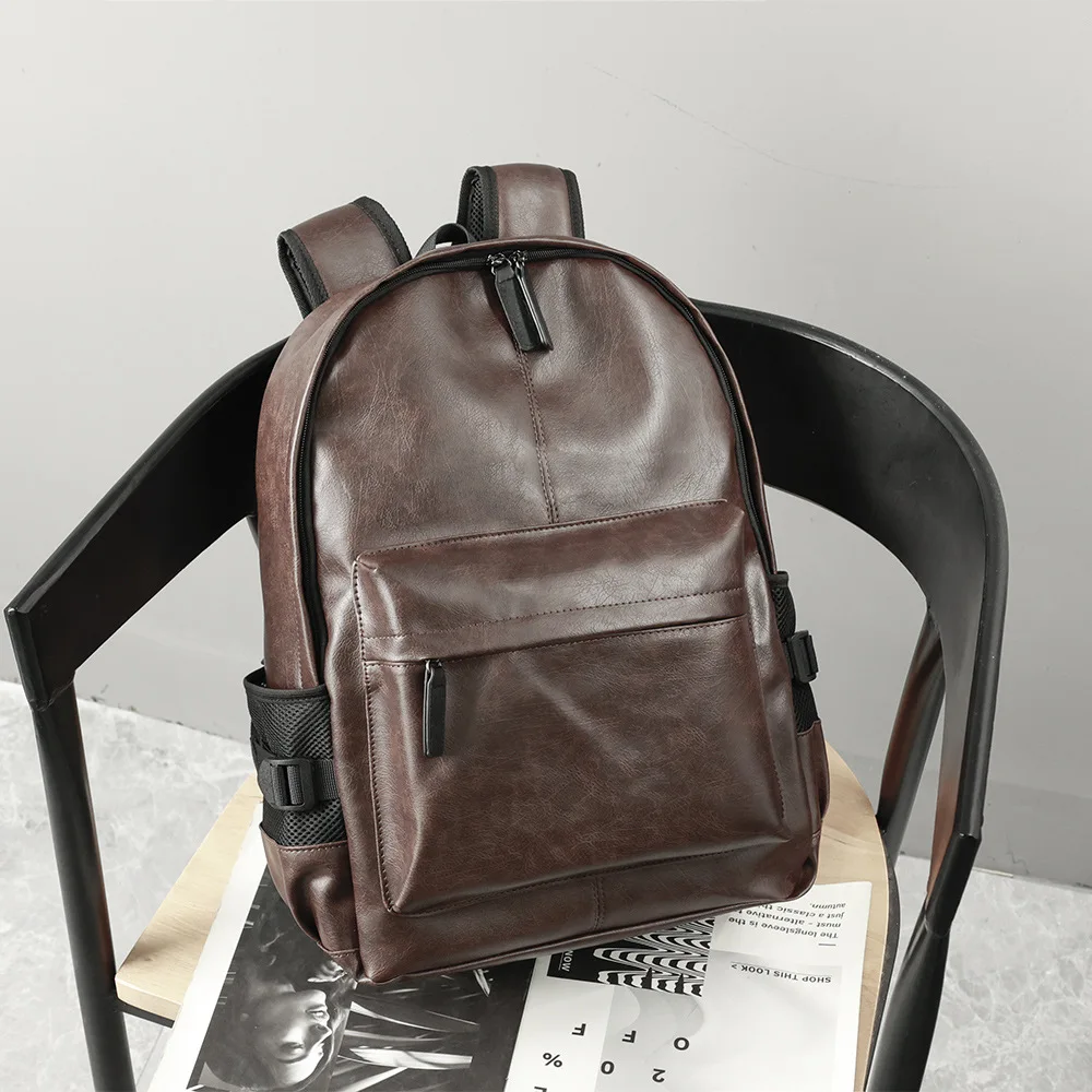 Modischer Rucksack für Herren, Große Kapazität, Reisetasche, Luxuriöser Weicher Lederrucksack für Männer, Lässiger Einfacher Tagesrucksack, Solider Schulrucksack – Detail 2