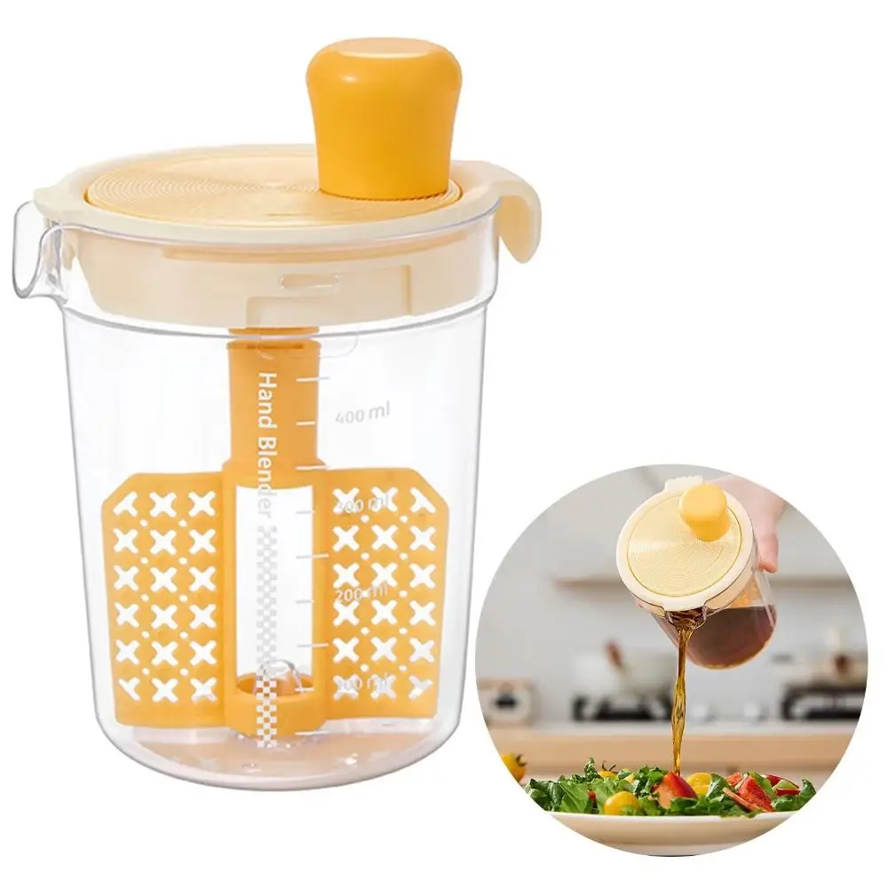 Portable Hand Seasoning Mixer Rotating Dust-proof Manual Stirring Bottle Multi-Purpose Clear Scale Lines Kitchen Mixing Cup