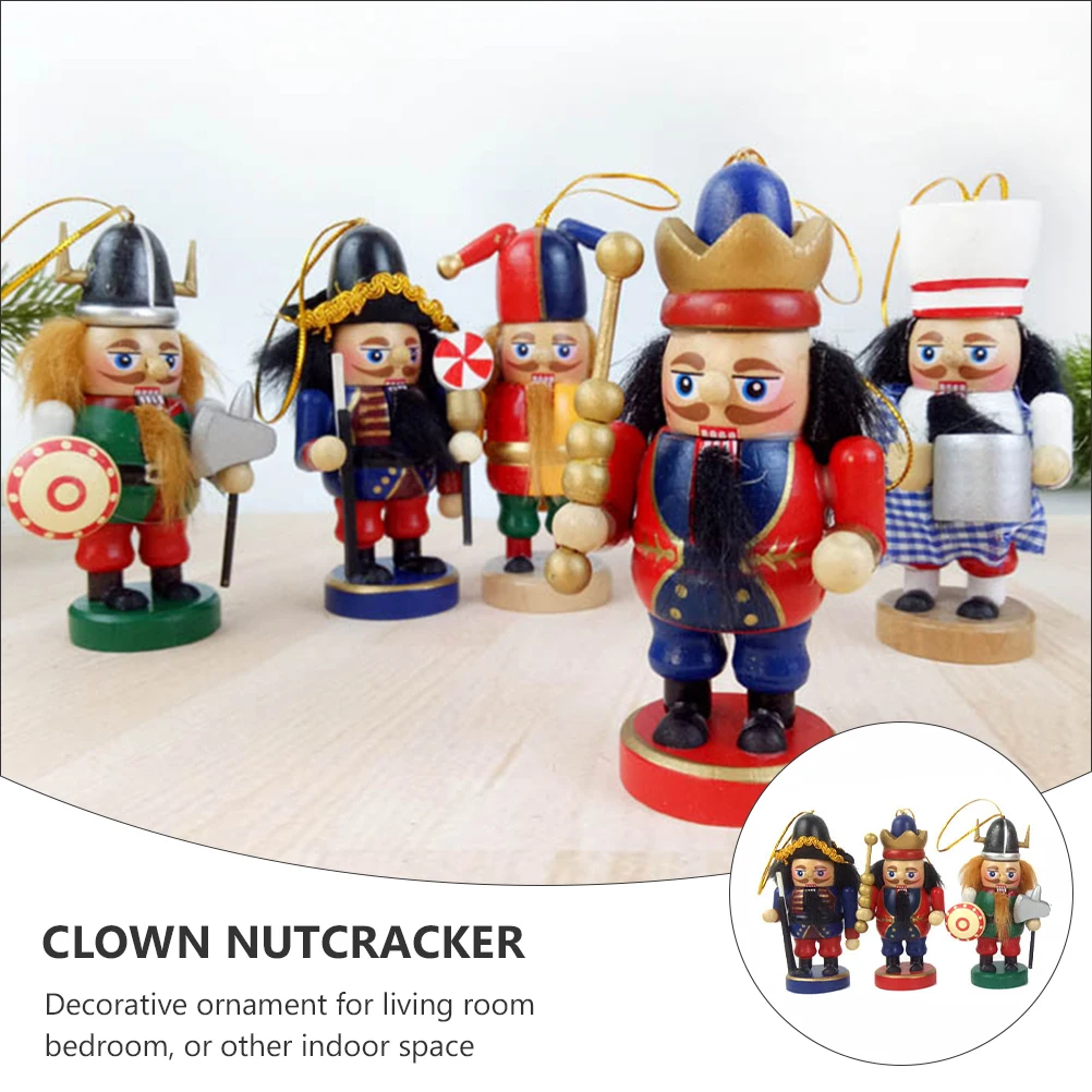 

6pcs Christmas Wood Desktop Nutcrackers Festive Reusable Wooden Ornament Delicate Craftsmanship Decor For Living Room Bedroom