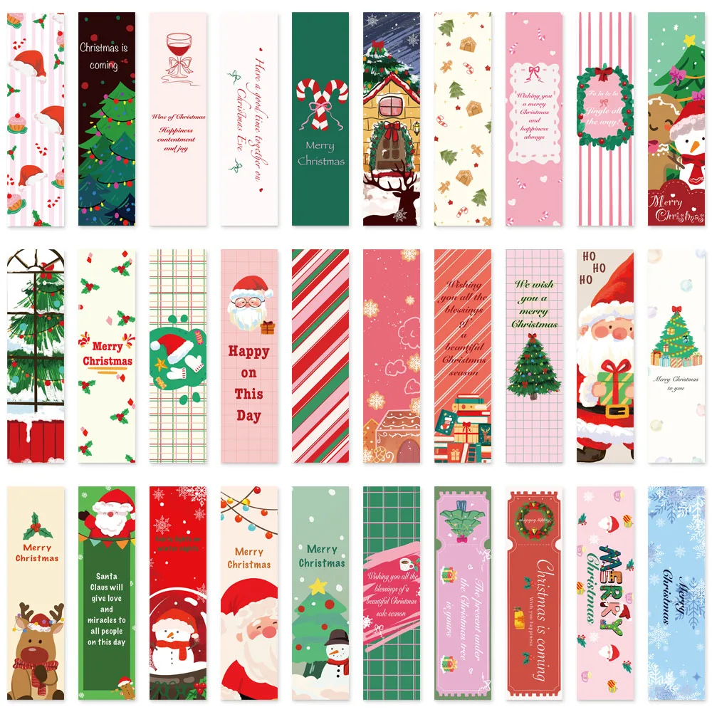 30PCS Weihnachten Cartoon Ins Spaß Kreative Tragbare Laptop Reise Abschluss Student Graffiti Schreibwaren Seite Lesezeichen