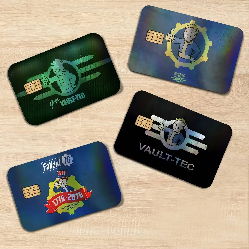 Games Vault Tec Logo Shiny Laser Bank Card Stickers Waterproof Self Adhesive DIY Ornament