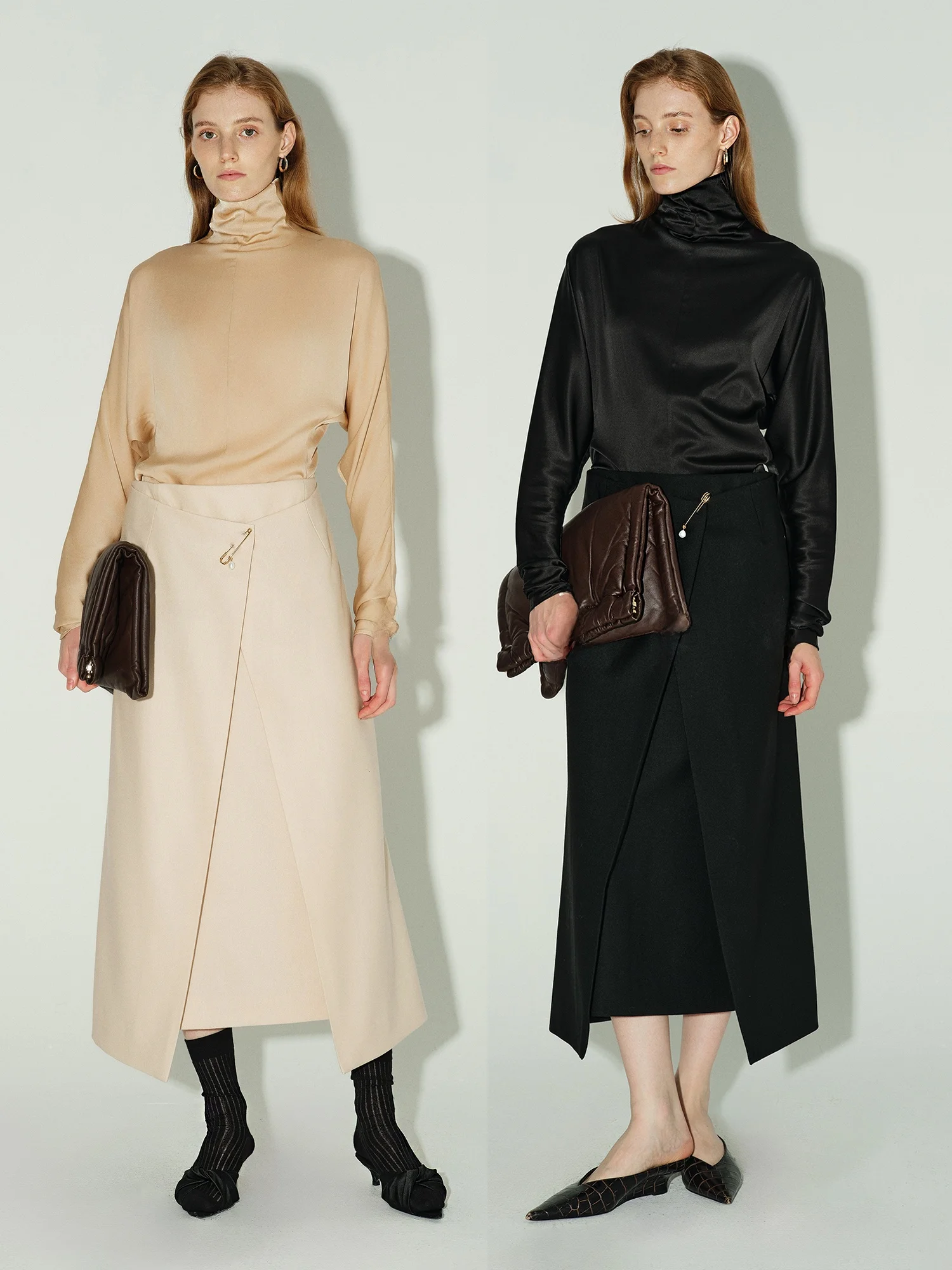 

Ele mat Classical Woolen Skirt High Waist A-Line Silhouette Daily Wear Faion Jewelry Poetic Slimming Design