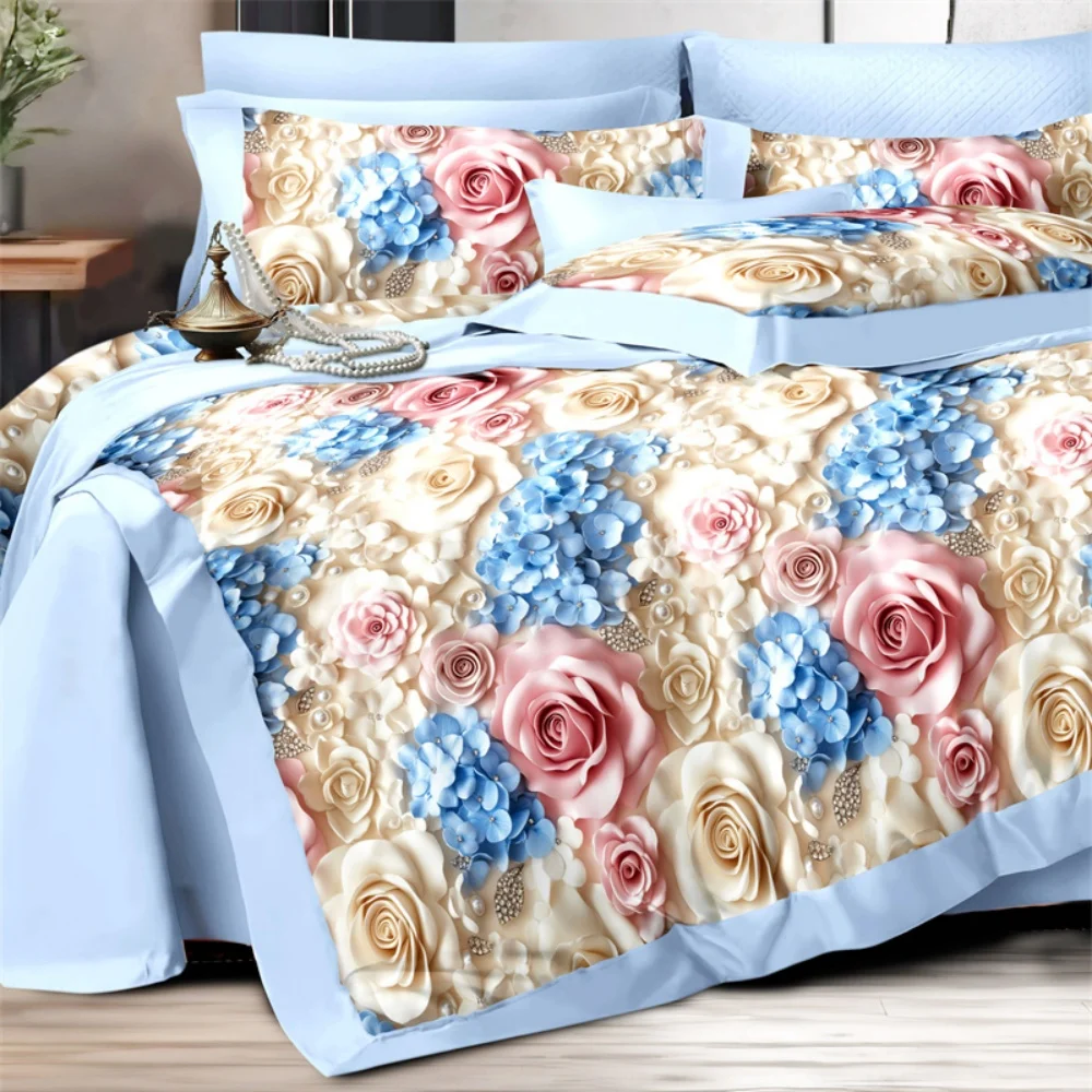 5D الإغاثة ثلاثية الأبعاد بواسطة الطباعة الرقمية زهرة الصيف لحاف بارد تكييف الهواء لحاف تنفس مزدوج رقيقة لحاف 1 قطعة