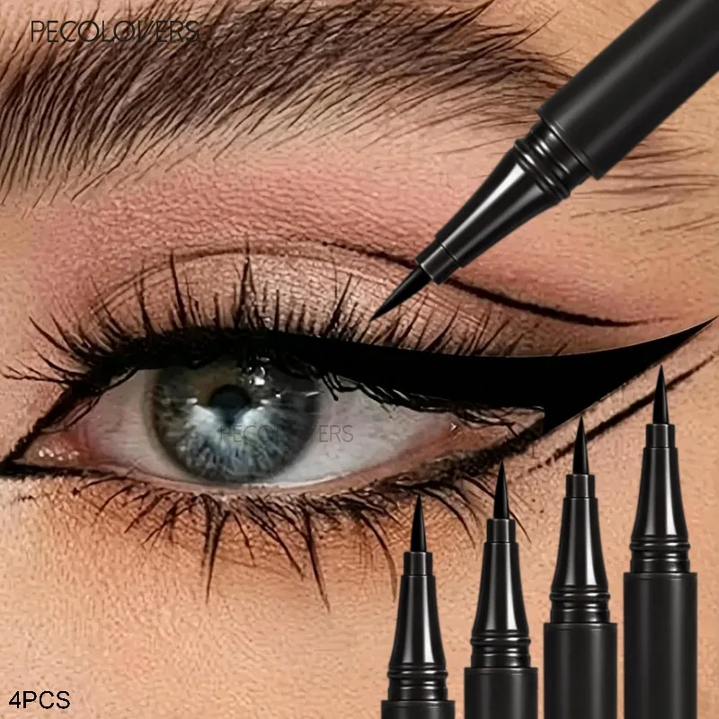 4PCS Liquid Black Eyeliner,Ultra-fine Tip for Precise Application, Quick-drying, Long-lasting Eye Makeup, Natural-looking Pencil
