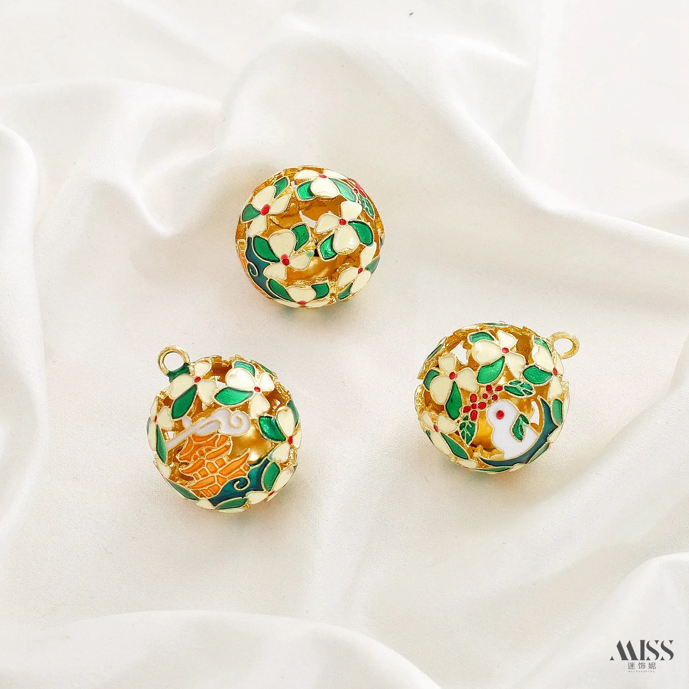 

Cloisonne Enamel Lucky Rabbit Bell Pendants, Dreamy Chime Charms for DIY Jewelry