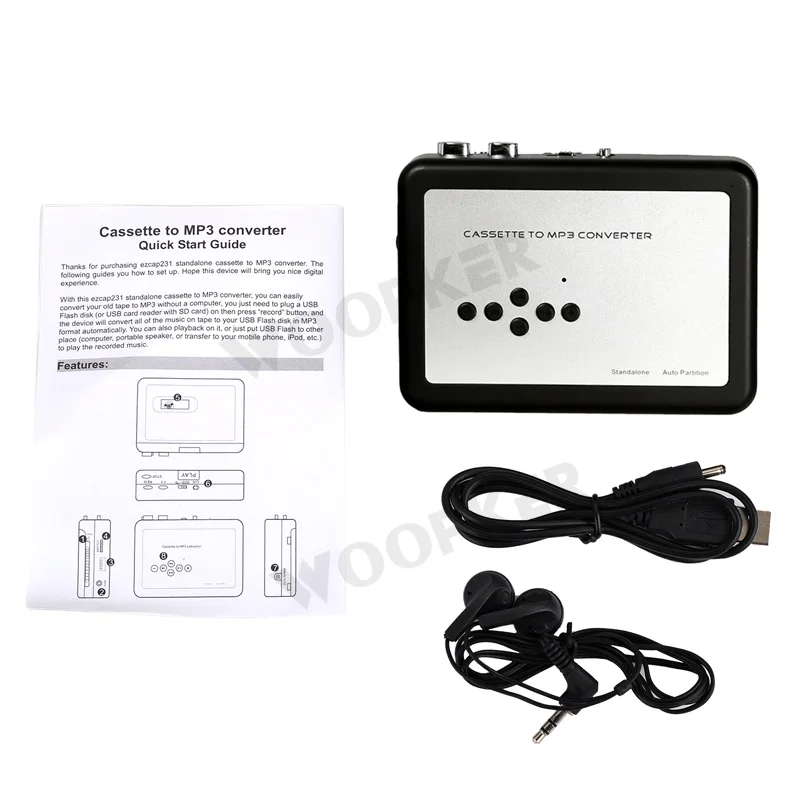 Cassette Tape Recorder Player Tapes to MP3 Digital Converter Save to USB Flash Drive Directly