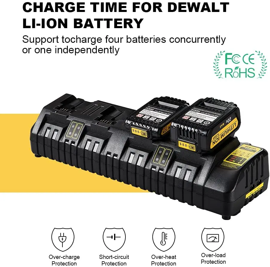 

New DCB104 4 Port Battery Charger For Dewalt 10.8V 14.4V 18V 20V Lithium-ion Battery DCB206 DCB205 DCB204 DCB203 DCB200 DCB183