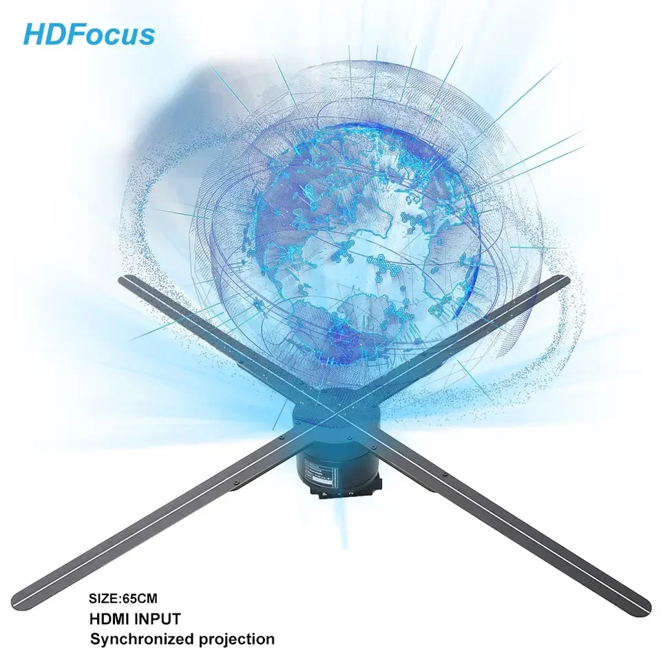 HDFocus Led Fan Hologram 65Cm Hdmi-Input Computer Interactive Hdmi Hologram Fan Hdmi-Synchronization 3D Hologram Fan