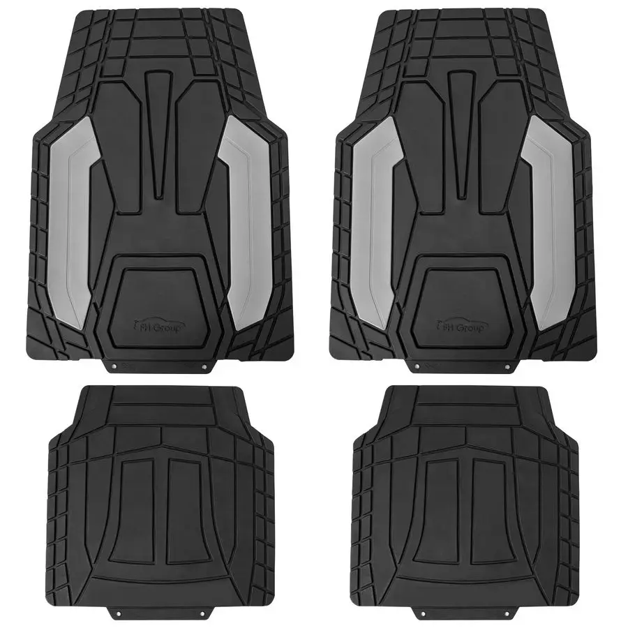 

Automotive HeavyDuty Rubber Floor Mats, Universal Fit Full Set, Climaproof, Trimmable for Most Sedan, SUV, Truck Floor Mats Gray