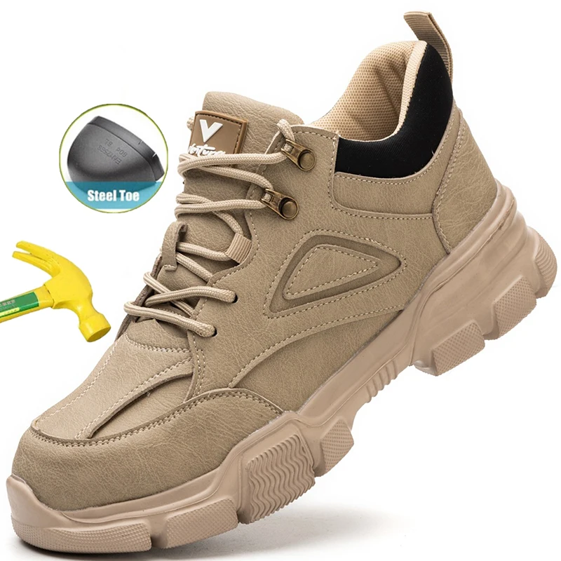 

Защитные рабочие ботинки, обувь со стальным носком, мужская непромокаемая нескользящая строительная рабочая одежда, легкая уличная повседневная прогулочная обувь