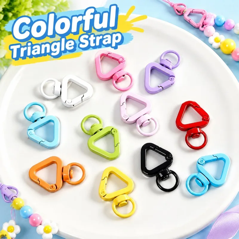 Multicolored Enamel Triangle Spring Snap, Tailed Fastener Structure, Fuse Bead Handcraft Supply, Satchel Hooking Fixture