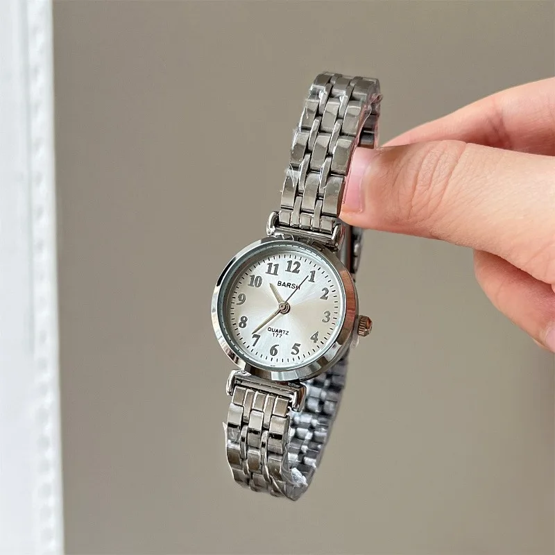 Vintage Round Dial Women's Watch Ladies Arabic Quartz Female Wristwatch Girl Clock Sliver Bracelet Watches Relógio Dropshipping