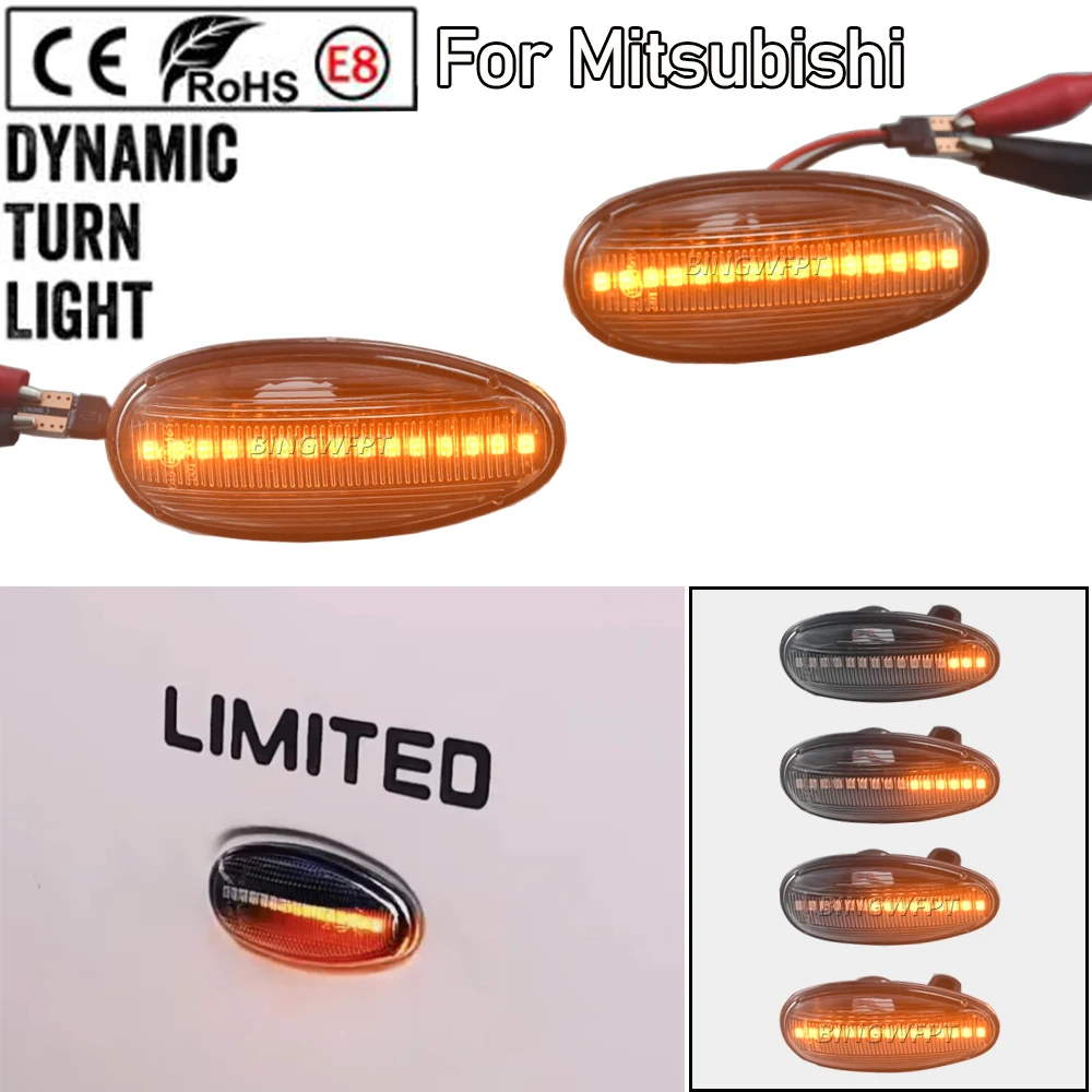 2x LED Turn Signal Lamps Dynamic Side Marker Lights For Mitsubishi Lancer 8 Montero 3 Pajero 3 Outlander 1 Delica 4 i Miev Space