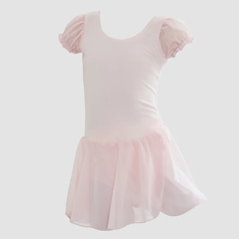 Vestido de dança de manga curta infantil, vestido de treinamento corporal feminino, 1 peça tutu, verão, J004