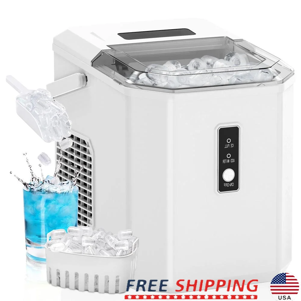 ポータブル製氷機 26ポンド 24時間高速 6分 セルフクリーニング 9弾丸アイスカウンタートップマシン コンパクトで効率的