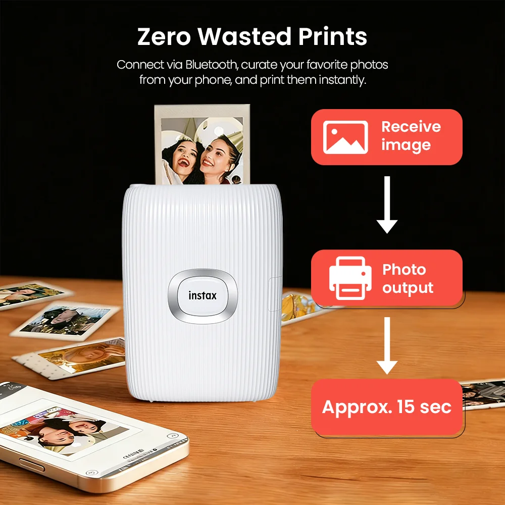 Original Fujifilm Instax Mini Link 2/Link 3 Printer Instax Photo Camera Printers ( 20 / 40 Sheet Instax Mini White Film )