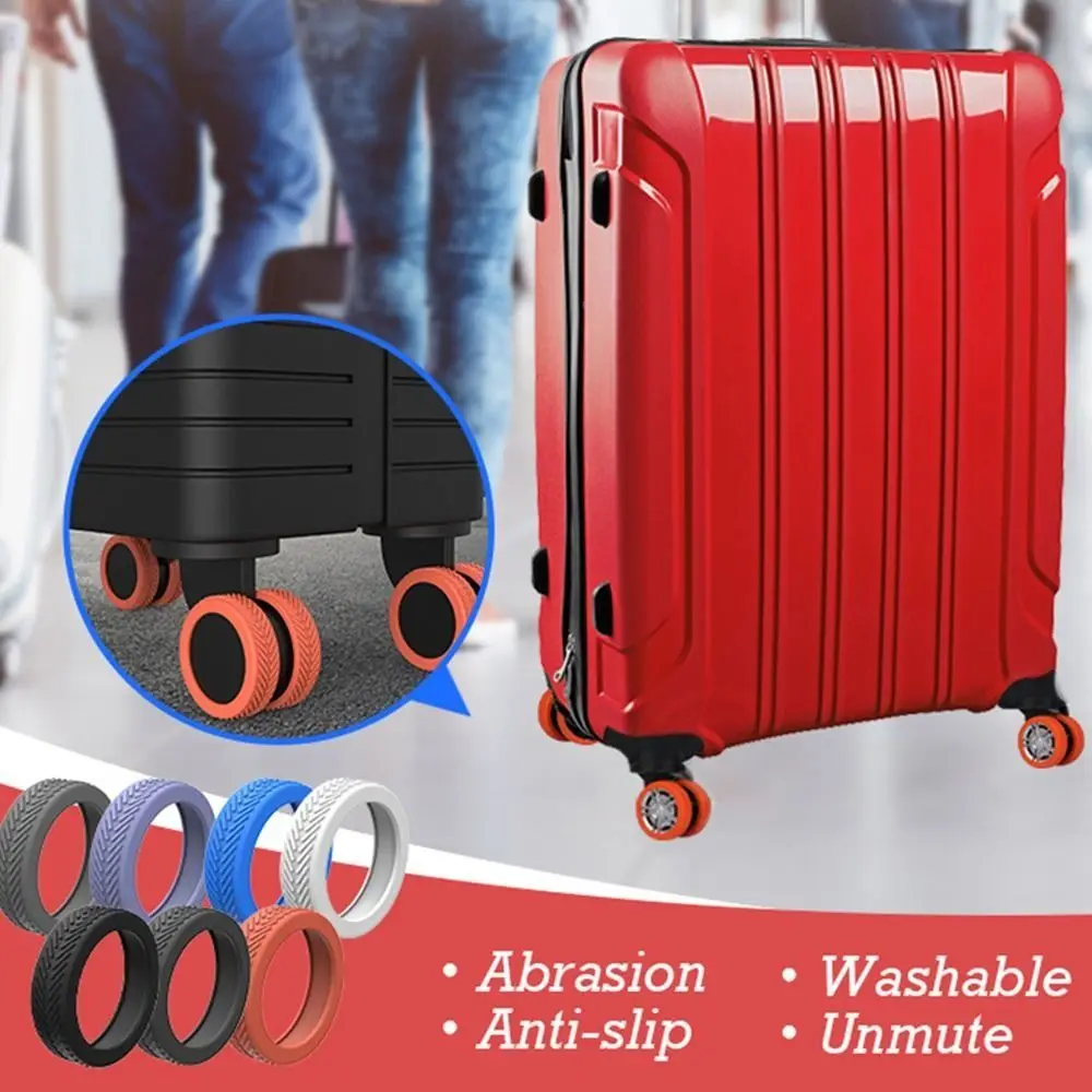 8PC Silicone Luggage Wheels Protector Cover Suitcases Protection Rings Anti-slip Reduce Noise Trolley Box Universal Caster Shoes