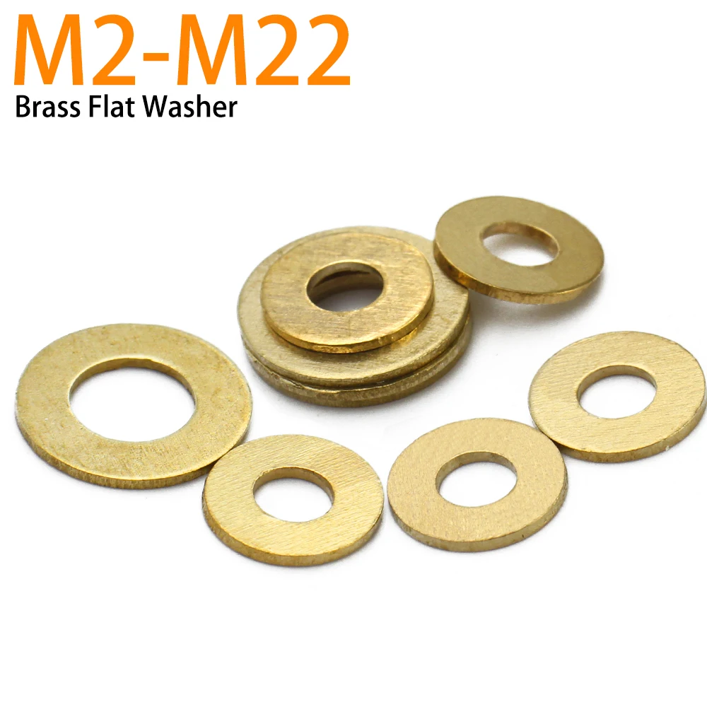 M2 M2.5 M3 M4 M5 M6 M8 M10 M12 M14 M16 M18 M20 M22 GB97 Solid Brass Gasket Shim Copper Metal Meson Brass Flat Washer Pad Spacer