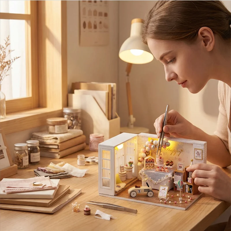 نموذج منزل الحفلات الخشبية من OUZEY DIY، مجموعة بناء الاحتفال بالشباب، هدية عيد الحب الإبداعية للمراهقين البالغين 14+ #5