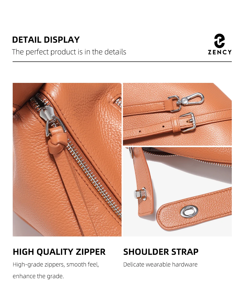 Zency Echtes Leder Tophandle Tasche Mode Hobo Tasche Frauen Schulter Handtasche Umhängetasche Designer Elegante Weiße Satchel Retro Braun – Detail 13