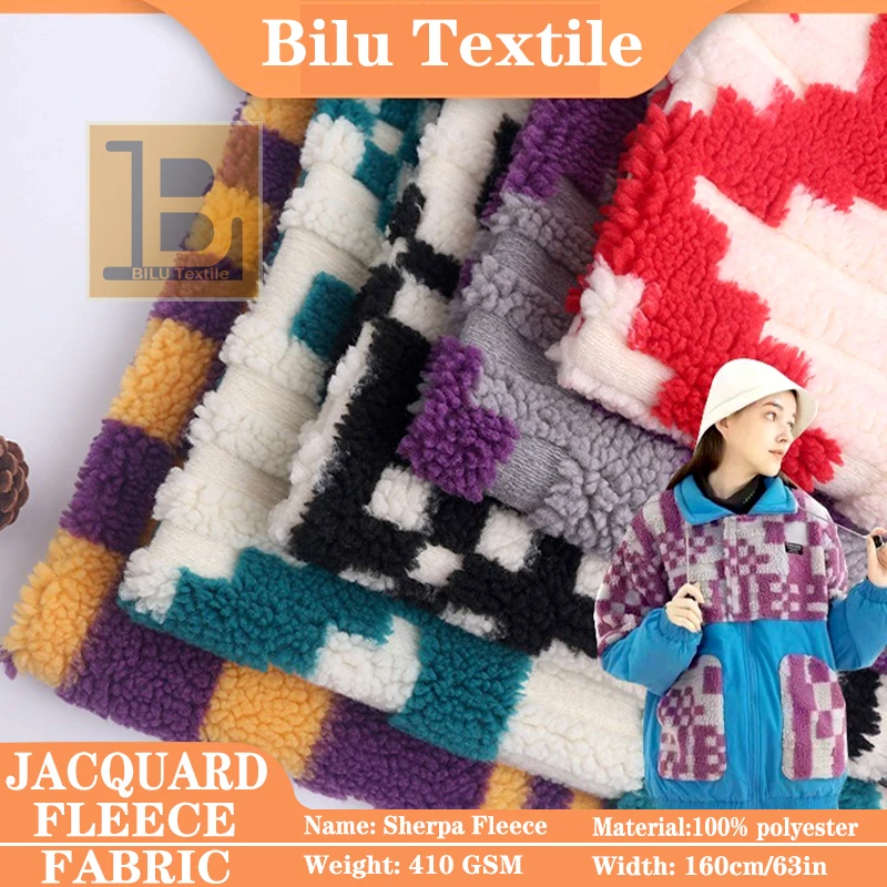 

100*160cm Jacquard Lamb Wool Cashmere Blend Knit Fabric - DIY Premium Outerwear Fabric for Jackets & Hoodies - Sold by Meter
