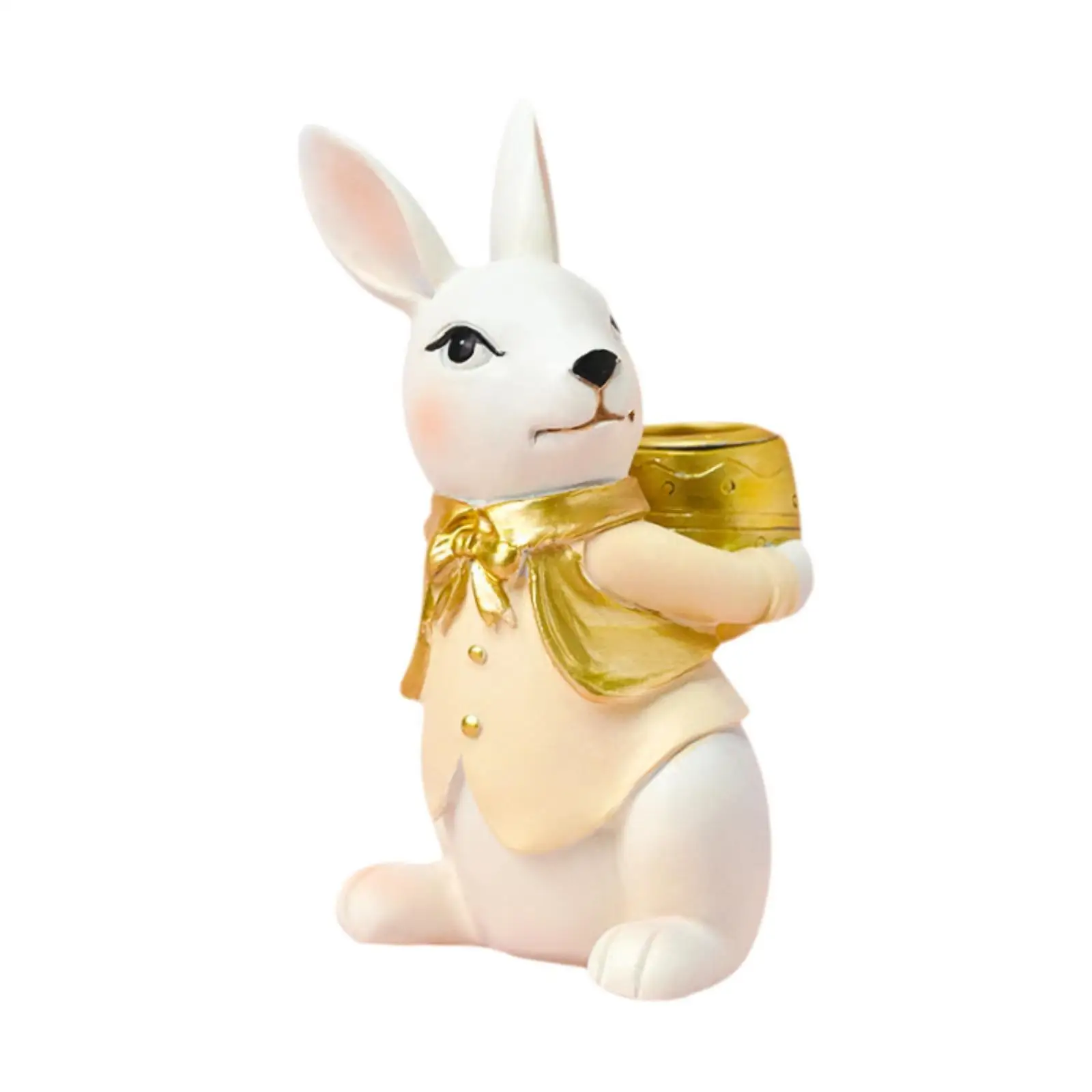 Easter Bunny Statue Candlestick Holder Candle Stand for Festive Party Decor Lightweight 5inch Tall Versatile Desktop Ornament