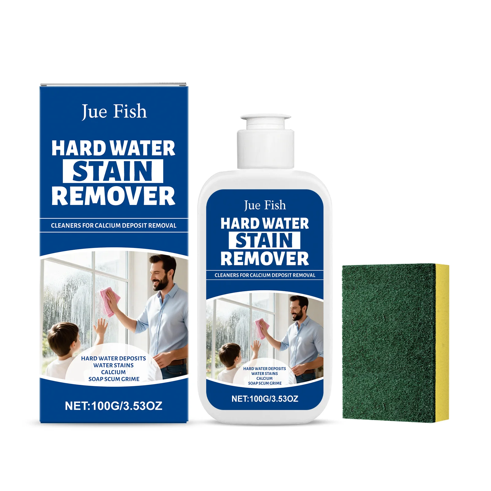 Household Hard Water Stain Cleaner Gentle Formula Remove Mineral Deposits Limescale for Faucet Shower & Steel Fixtures