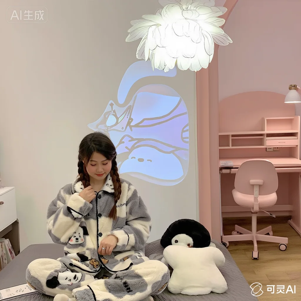 

Kawaii Pochacco Пижамы Sanrio Весенне-осенний волосатый комплект Stay At Home Sweet Cartoon Girl Свежие длинные рукава Тепло с длинными рукавами