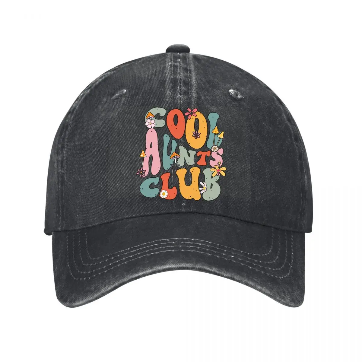 Cool Aunts Club Floral Mushroom Lettering New Vintage Washed Cotton Baseball Cap Sun Hats
