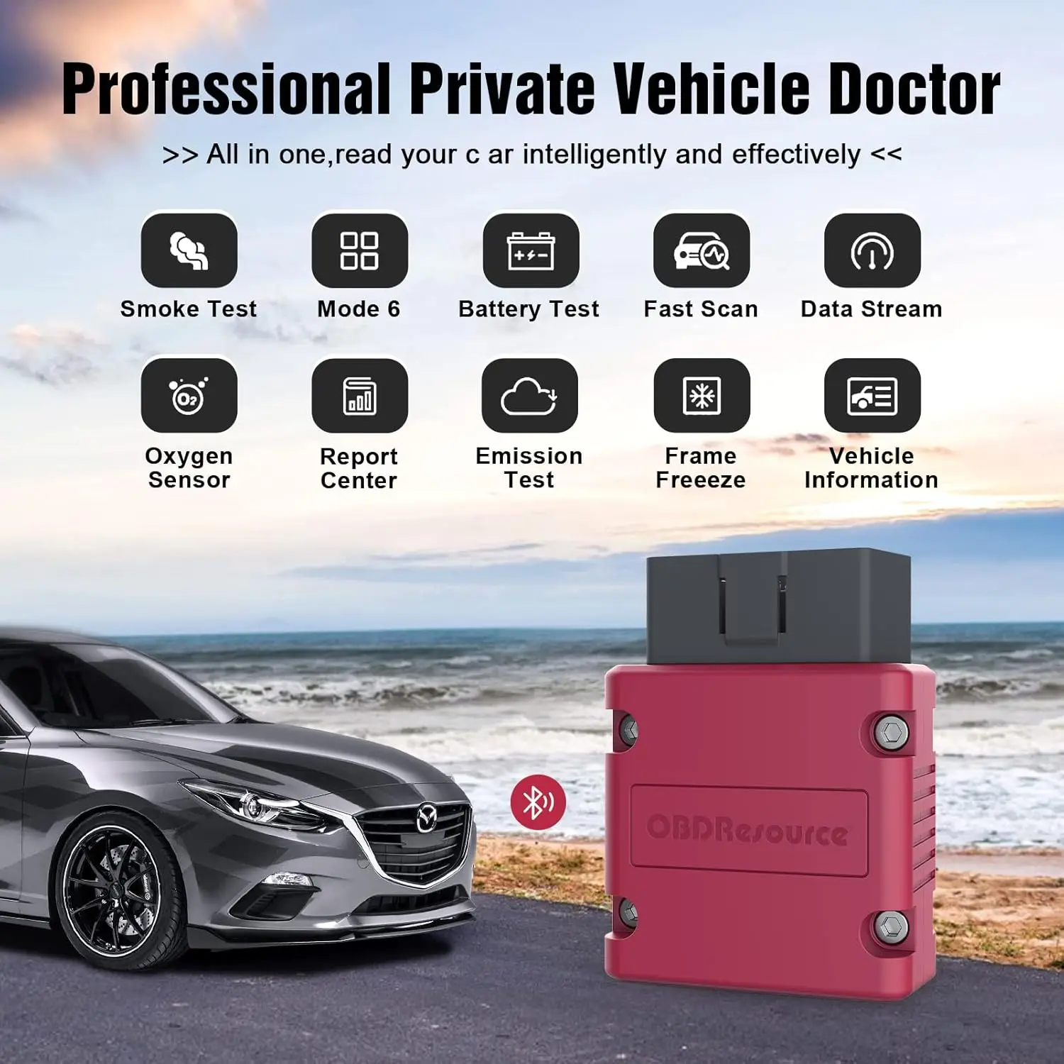 OBD2 Scanner Bluetooth 4.0 Car Diagnostic Tool for iOS & Android, Check Engine Light Reader with Torque & FasLink Support