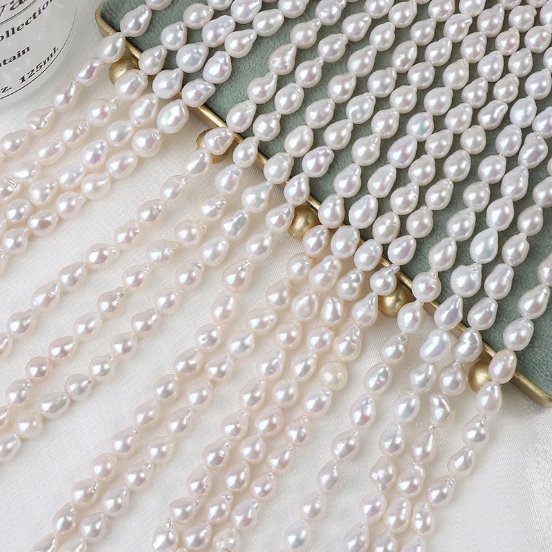 Pink luster 5-6mm teardrop-shaped AK Baroque pearls, natural freshwater irregular DIY handmade jewelry.