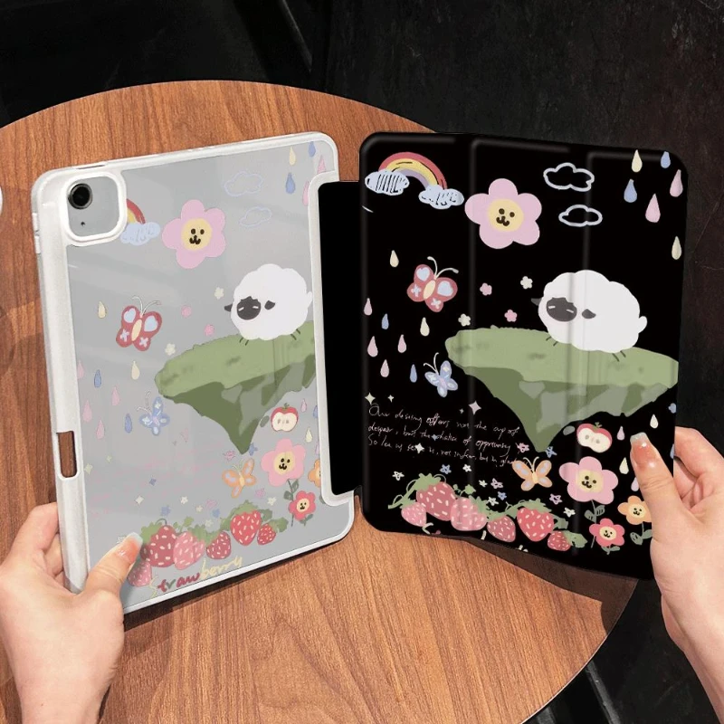 เคสไอแพด Mini6ลายสตรอเบอร์รี่8.3ฝาครอบเนื้อแกะสำหรับไอแพด5th 6th รุ่น10.9 10th Gen Pro 11 2020 iPad Air 5 Air 4 10.9 PC