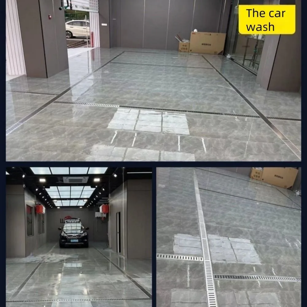 Resin Drainage Gutter Heavy Duty Single/Double Row Finished Drainage Ditch U-shaped Groove Stainless Steel Cover Linear Drain