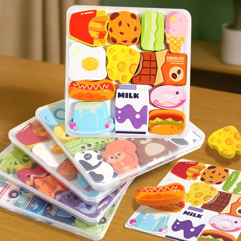 Cartoon Kreativität Holzpuzzles 3D Kreative Form Muster Blockpuzzles Denkaufgabe Lernspielzeug 3D Logik IQ Spiel für Reisen